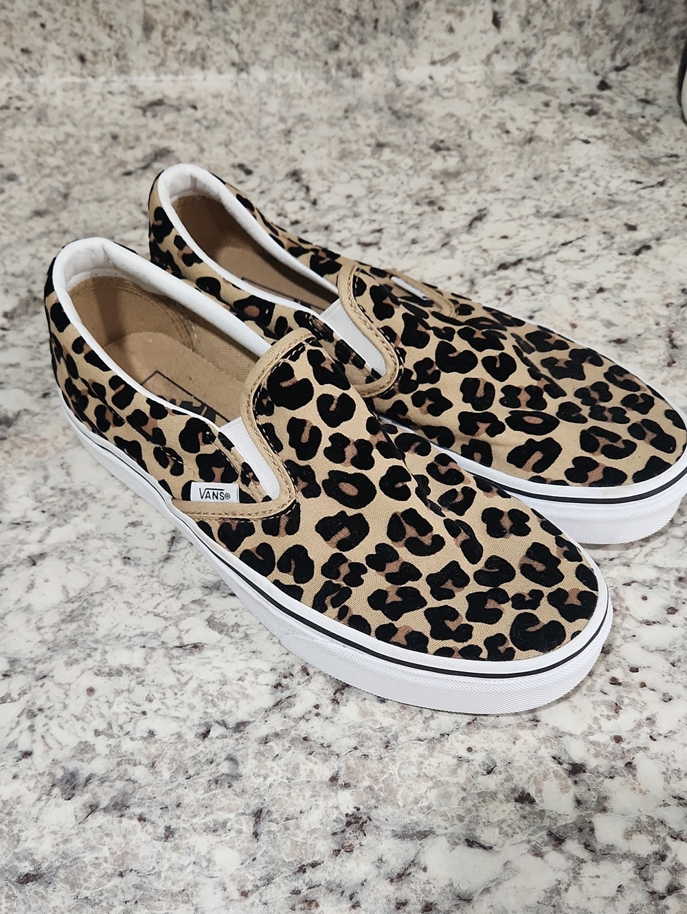 Vans Women's Leopard Print Slip-On Sneakers - Tan/Black